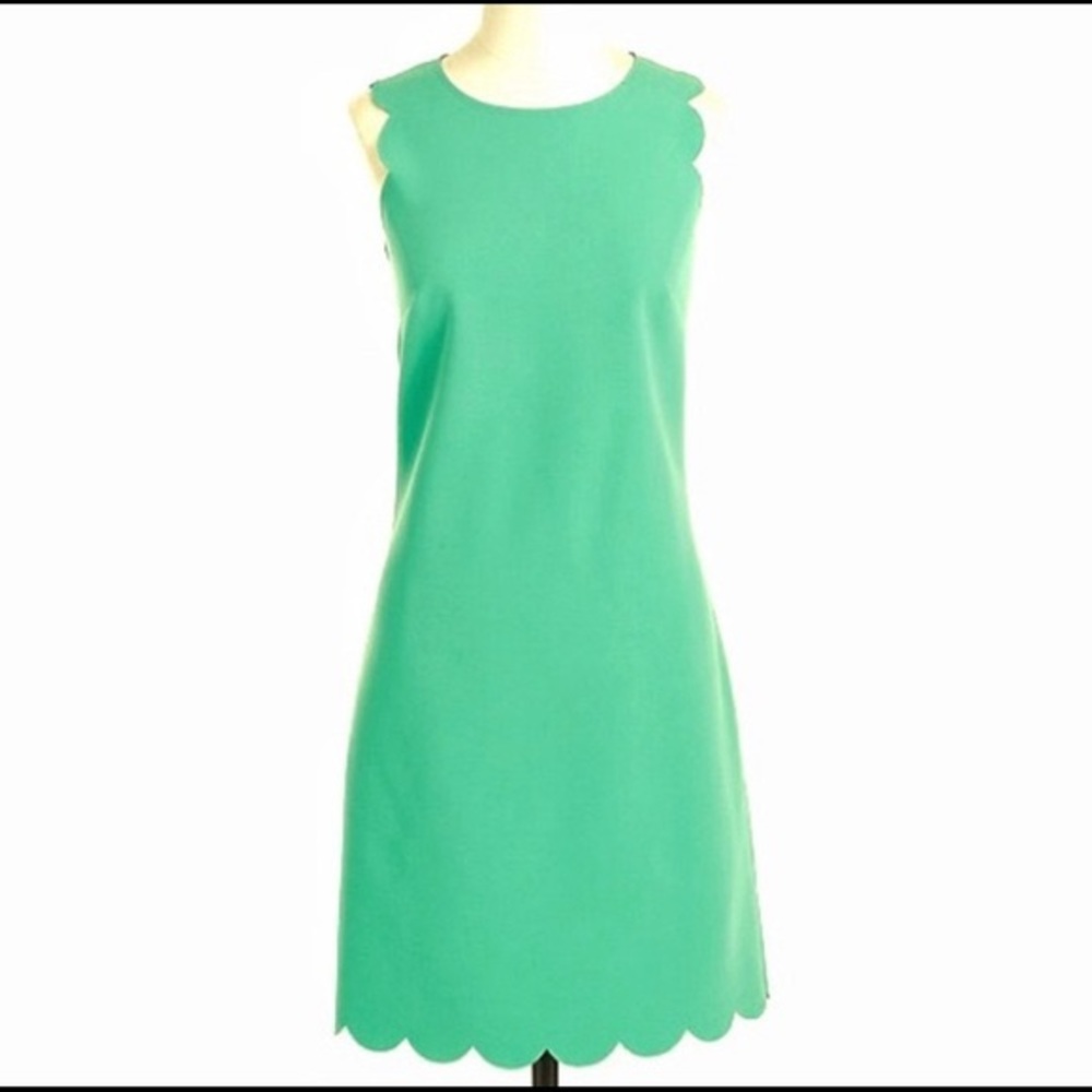 J. Crew Scalloped Shift Dress Green Size 4